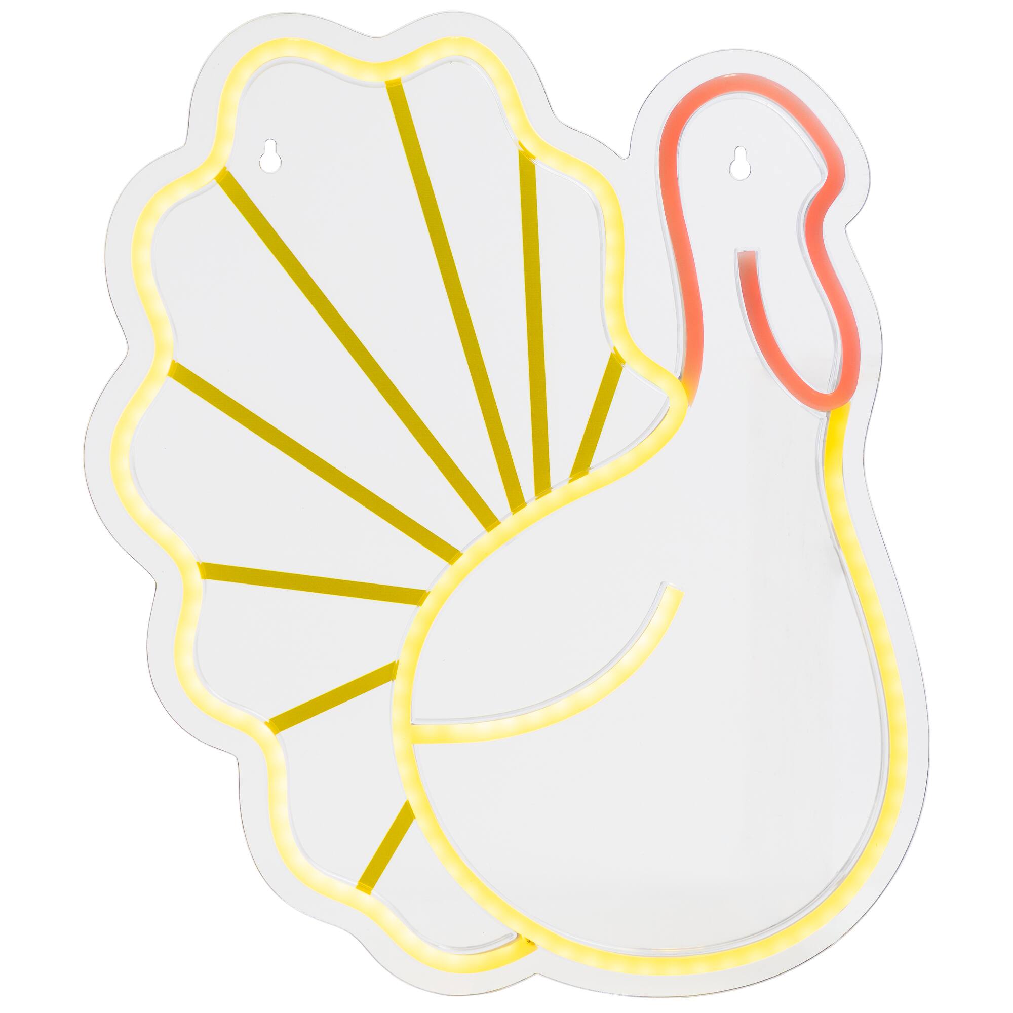 15" LED Neon Style Fall Harvest Turkey Window Silhouette
